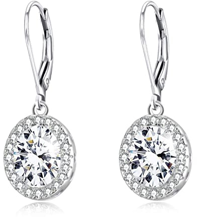 AOBOCO Örhängen silver 925 hängande damer kristall hjärta fjäril hängande örhängen örhängen örhängen sterling silver smycken gåvor för kvinnor, Sterlingsilver, kristall