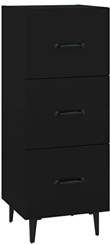vidaXL Sideboard mit Schubladen Schrank Anrichte Beistellschrank Kommode Schubladenschrank Mehrzweckschrank Schwarz 34,5x34x90cm Holzwerkstoff
