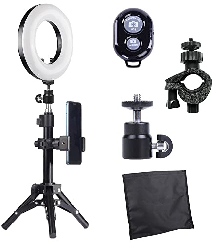 Make Up 9-inch Selfie Dimmable LED Ring Light kit with Desk Light Tripod Stand Mirror Bluetooth Remote Smartphone Holder Mount for Photo Studio Selfie Shooting YouTube TikTok Vlogging Makeup Vlog