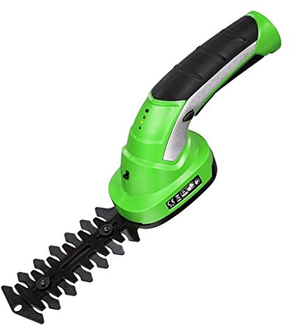 ATAAY Tijeras para césped inalámbricas 2 en 1, cortadoras de setos, Tijeras de podar eléctricas con Mango Giratorio para Limpiar arbustos de Bordes de césped