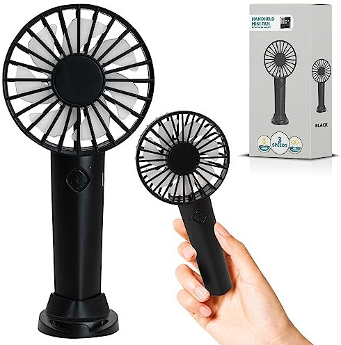 Supply Cube USB Rechargeable Handheld Fan with 3 Speed Settings – Portable Mini Fan for Home, Office, Desk & Outdoor Use – Perfect for Summer Cooling – Black