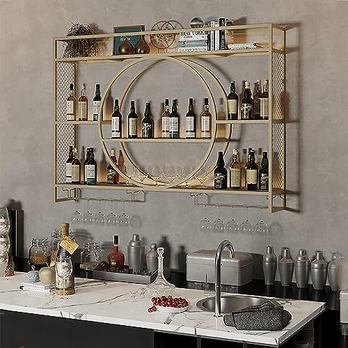 Porta Bottiglie Da Vino Da Parete,Portabottiglie Di Vino In Metallo Per Bar,Porta Bottiglie E Vetro,Portabottiglie In Ferro Battuto,Supporto Per Porta Calici,Per Casa Sala Da Pranzo Sbarra Decorazioni