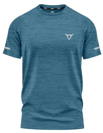 Mens T Shirt Premium Quality Tee with Melange Effect Reflective Logo Comfortable FitAthletic Fit Moisture Wicking Sports Style T-Shirts