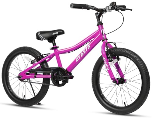 AVASTA Bicicletta per bambini 20 pollici per 6 7 8 9 10 anni ragazzi grandi ragazze adolescenti con doppio freno a mano e cavalletto e sellino regolabile, rosa