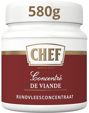 CHEF - Concentré de Viande en Pâte - Sauce, Fonds et Fumet - Pot de 580g | Renforce le goût des sauces et bases culinaires - Texture concentrée pour préparations chaudes ou froides