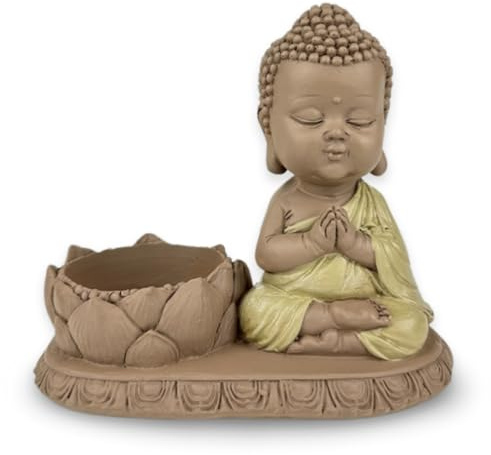 Zen'Light CH03 - Portavelas con Figura Zen, Amuleto de la Suerte, concentración Positiva, portavelas, Altura 11,5 cm