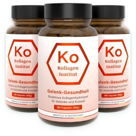 Kollagen Institut Gelenkkapseln - Hochdosiert Collagen Pulver Peptide, 3 x 180 Kapseln, Typ 1 Bioaktive Kollagenhydrolysat bei Gelenkschmerzen Arthrose Sports Knorpelaufbau Knie Bindegewebe Straffen