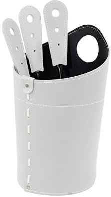 LIMAC Design AMBLY, 3-teiliges Kaminbesteck mit Ledertasche, Kaminzubehör Modern Design, Kamingarnitur aus 3 Teilen, mit Lederbehälter, Hergestellt in Italien. (weiß)