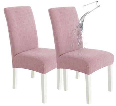 Ystyle Coprisedie Con Schienale 2 Pezzi, Elasticizzato Copri Sedie Soggiorno Cucina, Copri Sedia Universali Sala Da Pranzo, Moderno Coprisedia Lavabile Estraibile, Rosa