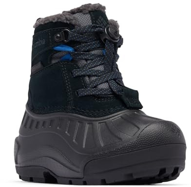 Columbia Youth Powderbug Alpine Waterproof, Dark Grey/Mountain Blue, 8