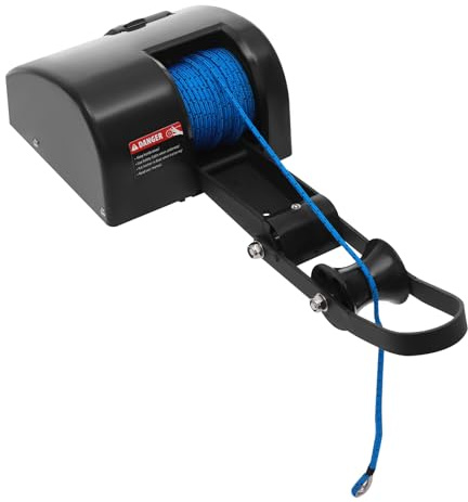 Boat Marine Electric Anchor Winch, 35 Lbs Black Boat Winch, Electric Anchor Winch with Wireless Remote Control for Fishing Boat Pontoon Boat