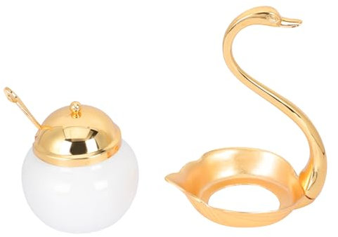 OKUMEYR Azucarero De Aluminio Contenedor Para y Especias Decoración De Cocina Elegante Para Almacenamiento De Condimentos y Diseño y Duradero Color Dorado