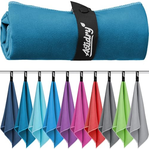 Actidry Microfaser Badetuch XL (90x180 cm) groß, schnelltrocknend, hochsaugfähig & leicht | Mikrofaser Badehandtuch Sauna Yoga | Petrol