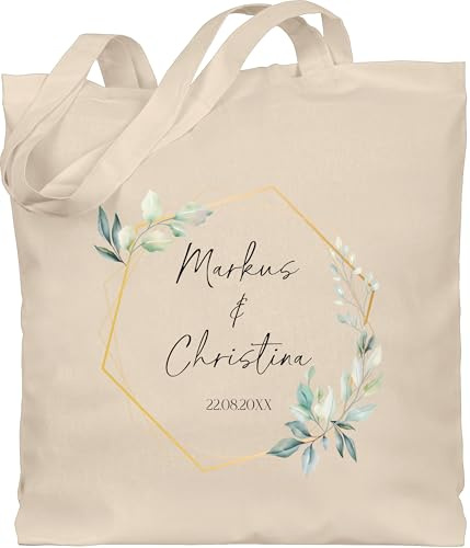 Geschenk mit Namen personalisiert by Shirtracer - Baumwolltasche - - Taschen - Geschenk Hochzeit mit Namen und Datum personalisiert I Persönliche Geschenke zur Hochzeit Geschenke Brautpaar