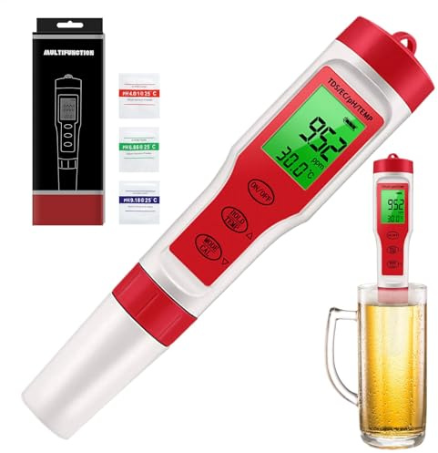 PH Reader per acqua, Water PH Tester, Elevata precisione 4 in 1 PH Digital PH METER, Misuratore di temperatura EC, strumento di test per i nutrienti che coltivano il giardinaggio idroponico