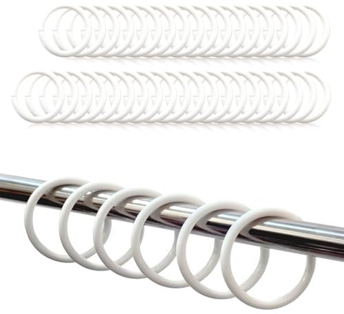 ANDARS 48 Pezzi Anelli per Tende - Bianco Della Doccia Anello, Bianco Anelli per Tende è Ideale per L'uso Come Tende da Doccia, Tende da Finestra E Tende da Porta