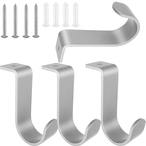 4 Stück Gardinenstange Halterung Gardinenstangen Halter Curtain Rod Holder Metall Vorhangstange Halter mit Schrauben vorhangstangenhalter für Wohnzimmer Schlafzimmer Vorhangstangen Wände (Silber)