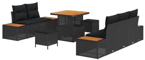 vidaXL Trädgårdsoffset 8 pcs Svart konstrotting, Trädgård och terrass, modern rattan-soffa, utesoffa, modulär möbel, perfekt för avkoppling och komfort