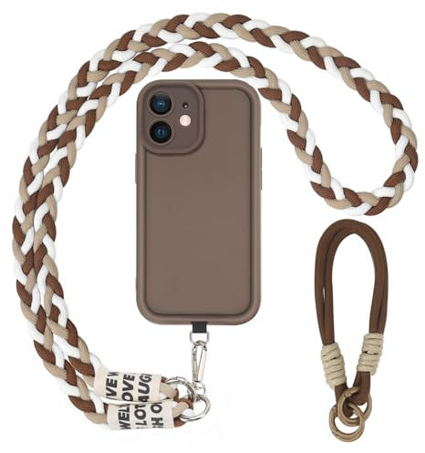 AICISINGN Handyhülle für iPhone 12 Hülle mit Band und Armband, Handykette Schutzhülle mit Schnur Kordel zum Umhängen TPU Weiche Cover Case für iPhone 12, 04