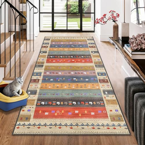 Teppich Läufer Flur Küchenläufer Vintage Teppichläufer Flur Küchenteppich Waschbar Rutschfest Flurteppich Läufer Lang Küche Teppich Eingangsbereich Polyester Meterware Anpassbar Rug 40 x 60 cm