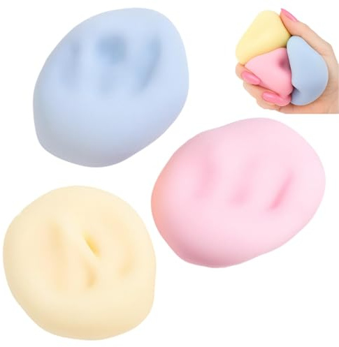 Antistressball Kinder 3Stück Set Trauben Stressball Erwachsene - Weiche Stress Bälle gegen Angst & ADHS, 5cm Sensorisches Spielzeug für Kinder & Büro (Rosa, Gelb, Blau)