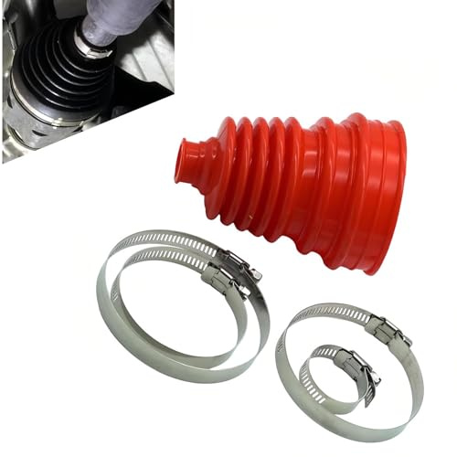 TUPOSTAR Kit De Fuelle para Junta HomocinéTica, Kit De Abrazadera para RóTula De Silicona De Velocidad Constante, Protector Antipolvo Universal De Silicona,Rojo