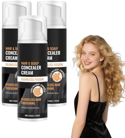 Crème anti-cernes waterproof pour cheveux - Correcteur de racines noires pour une couvrance instantanée - Fibres anti-transpiration pour hommes et femmes, pour les zones clairsemées (3 bouteilles)