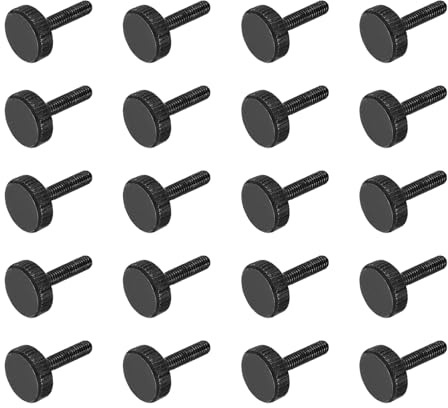 QUARKZMAN 20pcs Vis à Oreilles M3 x 12mm, Vis à Oreilles à Tête Plate En Acier Noir Boulons Métriques Moletés Poignées De Serrage Fixations Filetées à Serrage Manuel