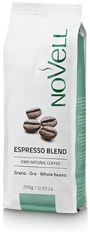 NOVELL – Caffè espresso Blend Caffè in Grani 250 g | Miscela Premium Con Valvola Unidirezionale | Chicchi per Espresso, Moka e Filtro