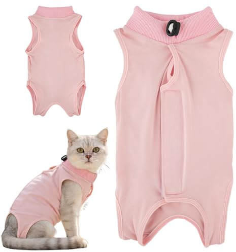 IWIDYA Body Gata Esterilizacion, Respirable Ropa de Recuperación para Gatos, Evita Lamer Heridas y Facilita la Curación,Adecuado para Período de Destete o Heridas en La Piel (Talla M)