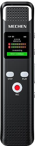 MECHEN V02 Enregistreur Vocal Numérique 64 Go, 1536 Kbps Dictaphone