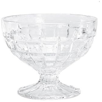 FZL02068LM Tasses en verre Coupes à dessert vintage en verre gaufré, 225 ml, coupes glace colorées sur pied for sundaes, trifles, fruits, salades Verrerie(Transparent)