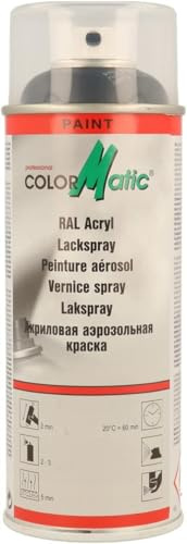 COLORMATIC RAL-Acryl Lackspray Tiefschwarz RAL 9005 400 ml - Acryllack | Seidenglanz, hohe Deckkraft durch starke Pigmentierung, Profi-Zerstäubung für große Flächen, geringe Läuferneigung