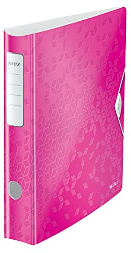 Leitz Qualitäts-Ordner 180° Active WOW, A4, Schmal, Abgerundeter Rücken, 6,5 cm breit, Gummibandverschluss, Leichtes Polyfoam, Plastik-Ordner, WOW Serie, Pink, 11070023