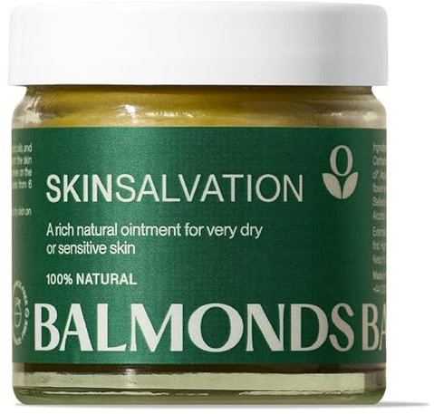 Balmonds Skin Salvation Balsam 60ml | Natürliches Pflegebalsam für Trockene und Empfindliche Haut | Mit Olivenöl, Bienenwachs, Saflor & Hanföl | Ohne Duftstoffe | Hautpflege für Gesicht & Körper