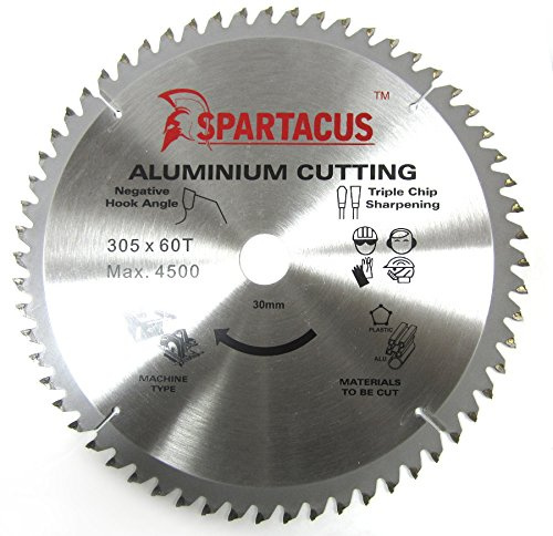 Spartacus 305mm Diameter x 60 Teeth x 30mm Bore Aluminium Cutting Circular Saw Blade Fits Dewalt DW708 DW716 DWS780