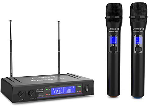 Audibax Missouri 2000 A - Sistema Microfonico Wireless Doppio VHF - Microfono Wireless Professionale di Gamma A - Sistema con Indicatori RF/AF - Connettori di Uscita XLR e Ausiliaria