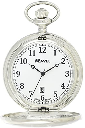 Ravel – hel Hunter-kalender-fickur med kedja i rostfritt stål – silverton, silverfärgad, Armband