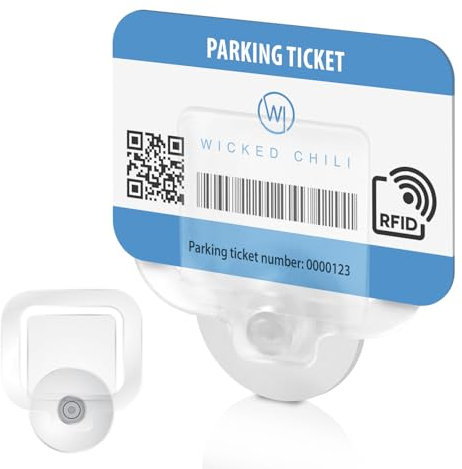 Wicked Chili 2x Parking Permit, Ticket and Note Holder for Car Windscreen, Clips with Removable Suction Cup, Avoid parking fine, Set of 2 (Made in Germany) transparent