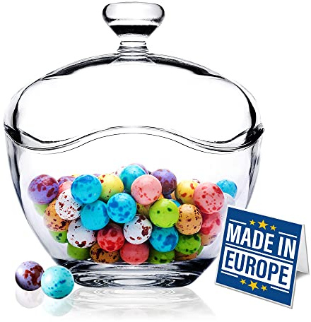 Volarium 13.5 oz Glass Candy Jars for Candy Buffet with Lid, Cookie Jar, Apothecary Jar, Food Storage Container