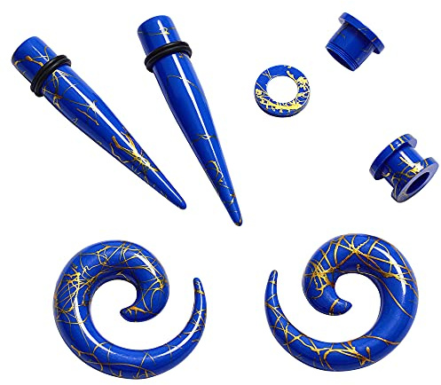Huacan Ohr Dehnstäbe Tunnel Set - Acryl 6 Stück Scwarz Weiß Blau Unsiex Dehnstab Dehnset Dehnungsstäbe Taper Plug Ohr Piercing Stecker Expander Damen Herren 6mm-12mm