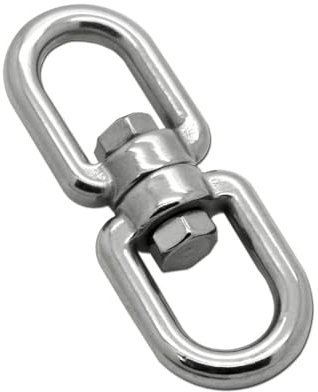 Giratoria Conector Eslabones Giratorios Con Mandíbula Grillete Grado V4A Doble Punta Para Hamaca Columpio Toldo, Variante:Ojo-Ojo | 8mm | 2 Piezas