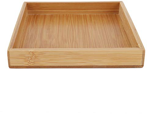 Cafopgrill Plateau de service en bois Plateaux de service en bambou Plateau de service de japonais rectangulaire Plateaux de service en bois Plateaux en bambou(19.3 * 19.3 * 3 cm)