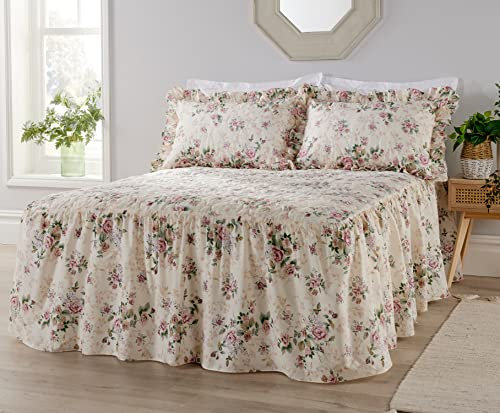 Diana Cowpe SINGLE BEDSPREAD SET ROSE GARDEN Bedspread Single INCLUDES PILLOW SHAMS Value Set | Floral Bedspread Set | Summer Bedspread Set | MADE IN UK