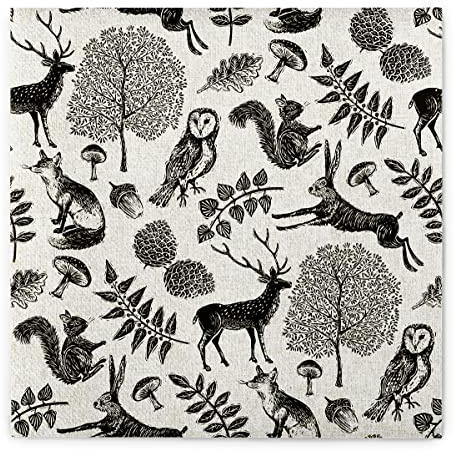 Mank Airlaid-Servietten 40x40 cm Premium Einweg-Serviette stoffähnlich und saugstark perfekt für Hochzeit & Partys 50 Stück Herbst Forest (Grau-Schwarz)