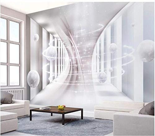 Papier Peint Panoramique Intissé Tapisserie Murales 3D Décoration Murale Effet Trompe Loeil Planète Créative Magique De L'Espace Tridimensionnel Flash