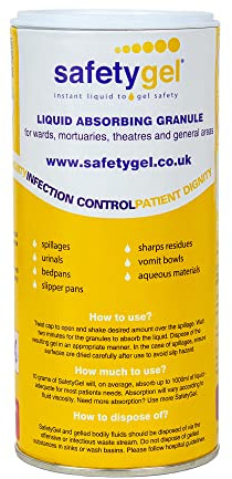 Datesand Group Super Absorbent Granules - SafetyGel 360g Shaker Pot Ideal for Absorbing Large Spills of aqueous Materials, Vomit, Blood and Mucus