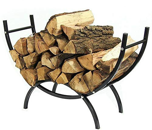 JLXJ Kaminholzregal Kamin Schwarz Halbe Runde Kamin Log Rack, Holzaufbewahrungskorb Für Kindling Herd Herd Kohle, 91 × 29 × 62 cm