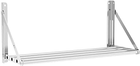 Royal Catering Étagère Murale Pliable Rabattable Pliante À Barres Barreaux RC-TFWH80X30 (80 x 30 cm, Capacité De Charge 40 kg, Modèle À Barres De Suspension, Montage Mural, Acier Inoxydable)