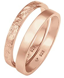 Elli Ring Damen Set Basic Look Gehämmert Kombinierbar 925 Silber